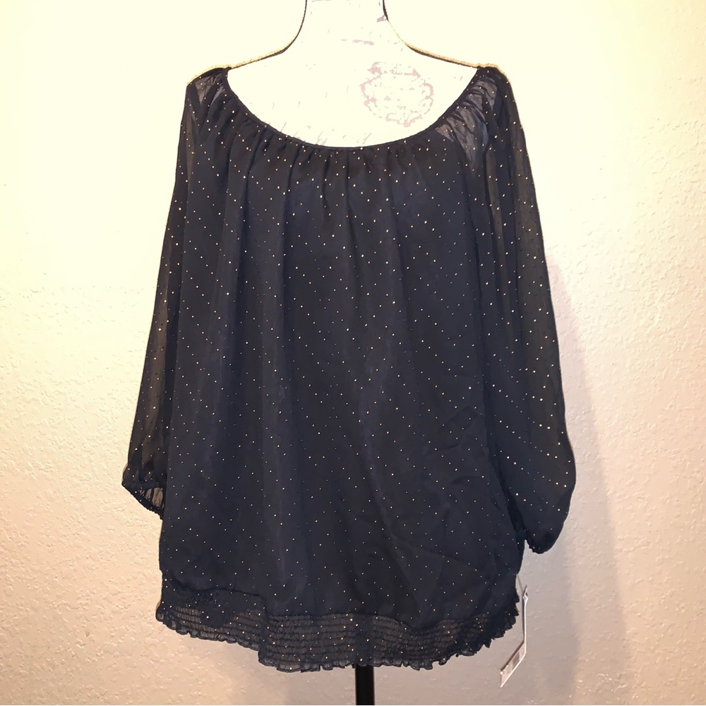 NWT Elle Woman Black Tie top size 1X